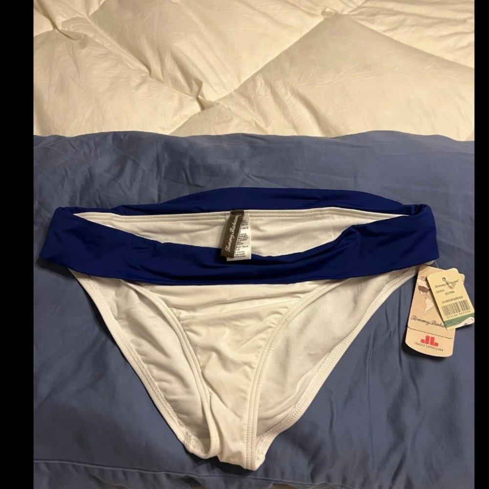 Tommy Bahama white swimsuit bottom with blue ban size L